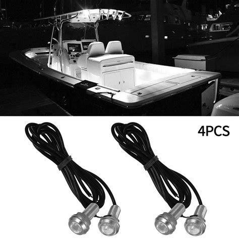 4PCS DC 12V Marine Boat Transom LED Stern Light Round Cold White LED