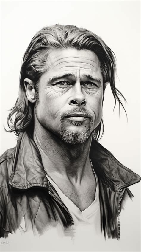 Brad Pitt Sketch Celebrity Art Drawings Celebrity Art Portraits