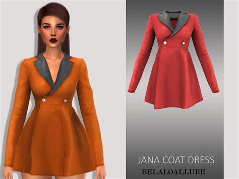 The Sims Resource Belaloallure Jana Coat Dress