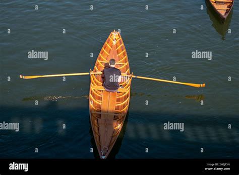 Rowers Skiff boats River Thames Stock Photo - Alamy