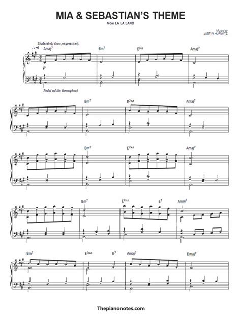 Unveiling The Magic Of Mia Sebastians Theme The Timeless Charm Of La La Land Sheet Music On La La Land Sheetmusic Com