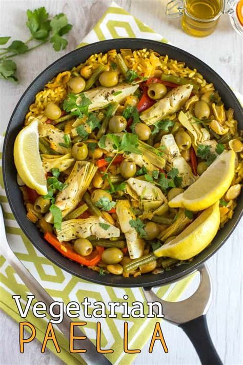 Vegetarian Paella with Artichokes and Olives - Easy Cheesy Vegetarian