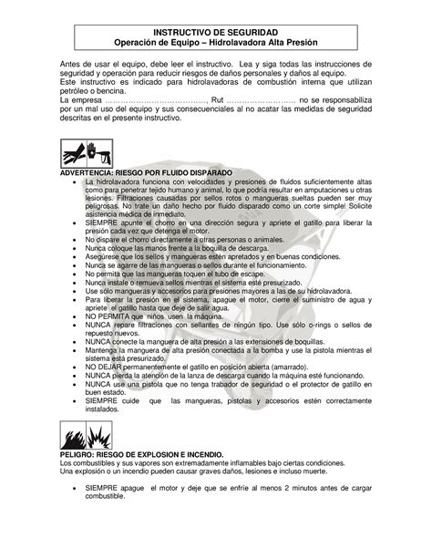 431341841 Instructivo De Seguridad Hidrolavadora Pdf INSTRUCTIVO DE