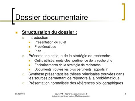 PPT Recherche Documentaire Et Traitement De Linformation PowerPoint