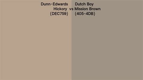 Dunn Edwards Hickory DEC759 Vs Dutch Boy Mission Brown 405 4DB Side