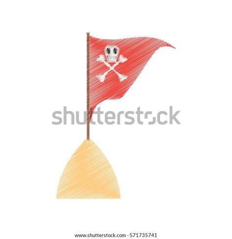 Drawing Red Pirate Flag Skull Bone Stock Vector (Royalty Free ...