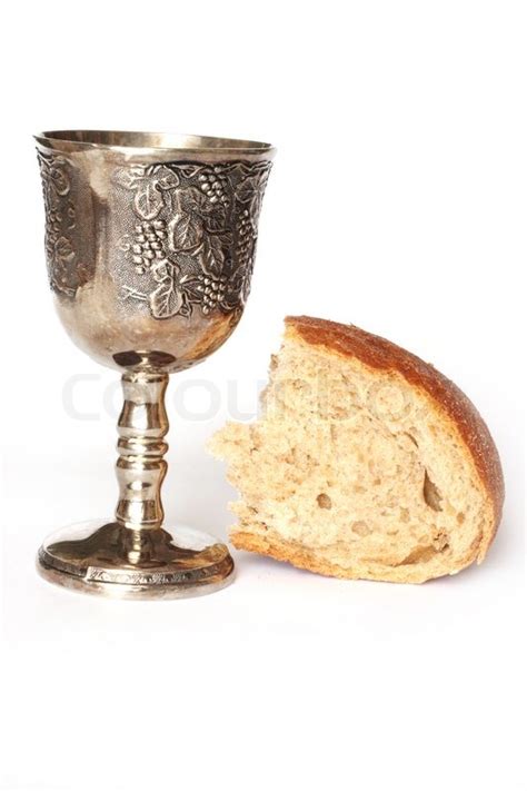 Wine and bread for holy communion | Stock Photo | Colourbox