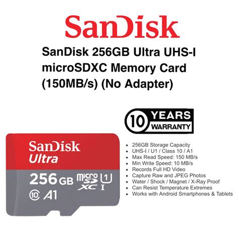 Sandisk Officialsandisk 256gb Ultra Uhs I Micro Sdxc 150mbs 10 Years