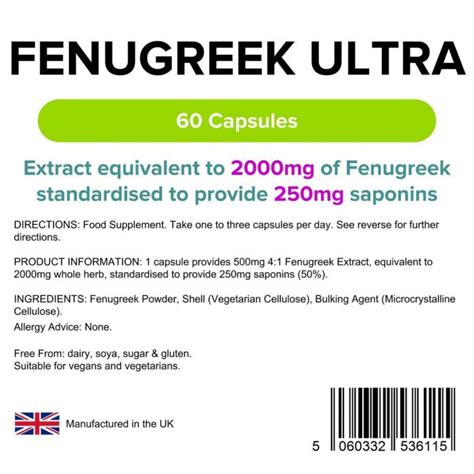 Fenugreek Ultra 2000mg Capsules Zoom Health