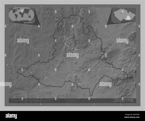 Jihomoravsky región de la República Checa Mapa de elevación en escala