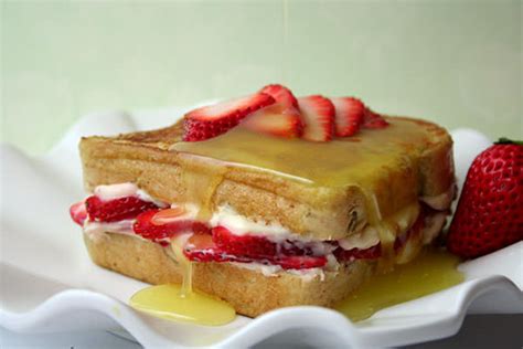 Strawberry Cream Cheese Stuffed French Toast With Lemon Syrup The