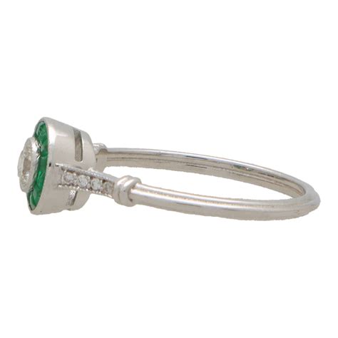 Art Deco Inspired Emerald And Diamond Target Ring At Susannah Lovis