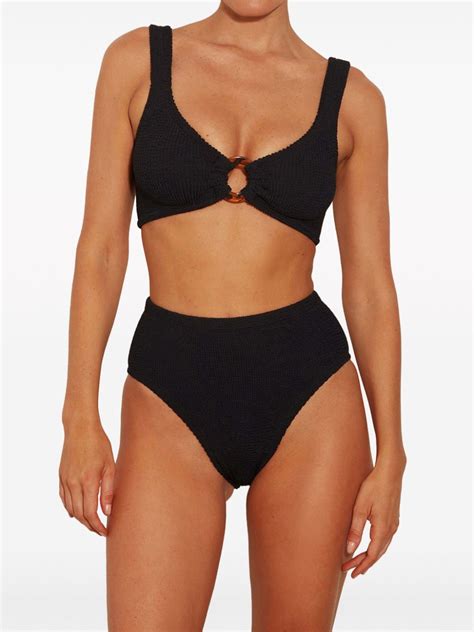 Hunza G Nadine Seersucker Bikini Set Black FARFETCH UK