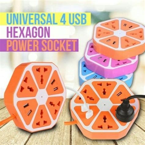 Jual Stop Kontak Usb Hexagon Socket Usb Colokan Listrik Smart Power