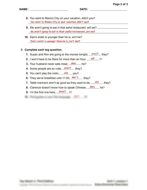 SOLUTION Extra Grammar Exercises Unit 2 Top Notch 3 Third Edition