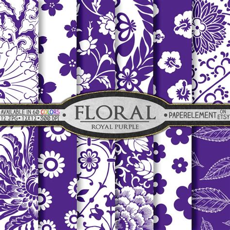 Purple Floral Paper: Scrapbook Paper Flower Royal Purple | Etsy