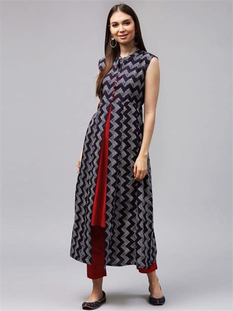 Stylish Latest Double Layered Kurtis Online Shopping Kurti Designs