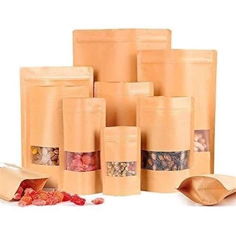 Lot De Sacs En Papier Kraft Marron Avec Fermeture Glissi Re Et