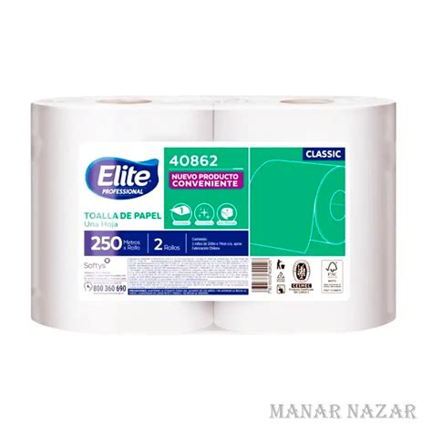 Toallas De Papel Elite Profesional 2 Rollos Manar Nazar