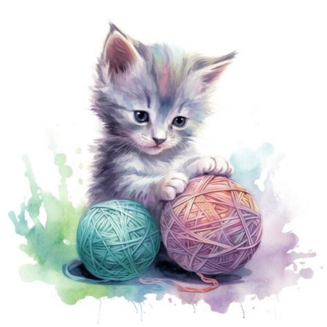 Premium Ai Image There Is A Kitten That Is Playing With A Ball Of