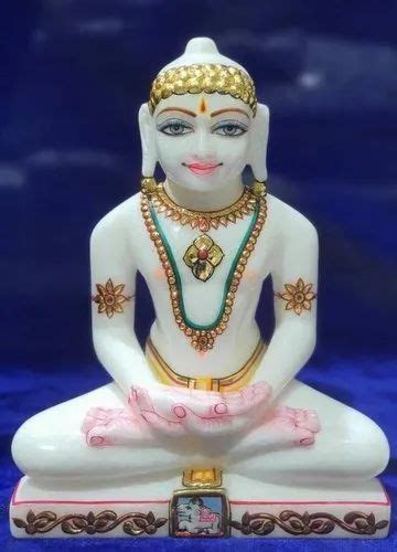 White Painted Lord Jain Mahaveer Statue For Worship Size Inches To