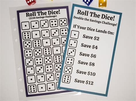 Laminated Roll The Dice Savings Challenge Board A6 Free Dice Etsy