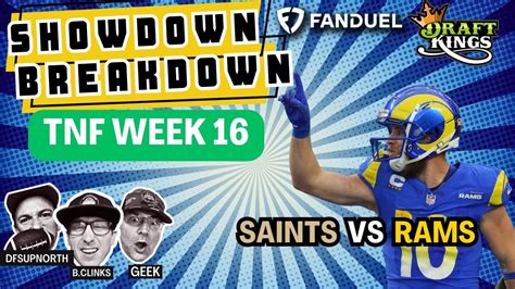 Showdown Breakdown Saints At Rams Thursday Night Football Draftkings