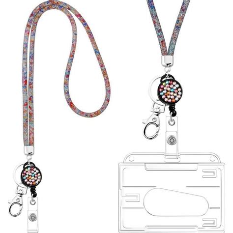 Collier De Lani Re En Cristal Avec Porte Carte D Identit Transparent