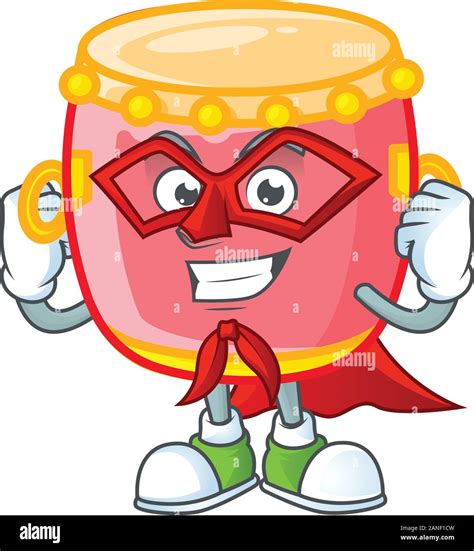 Smiley Mascot Of Chinese Red Drum Dressed As A Super Hero Stock Vector