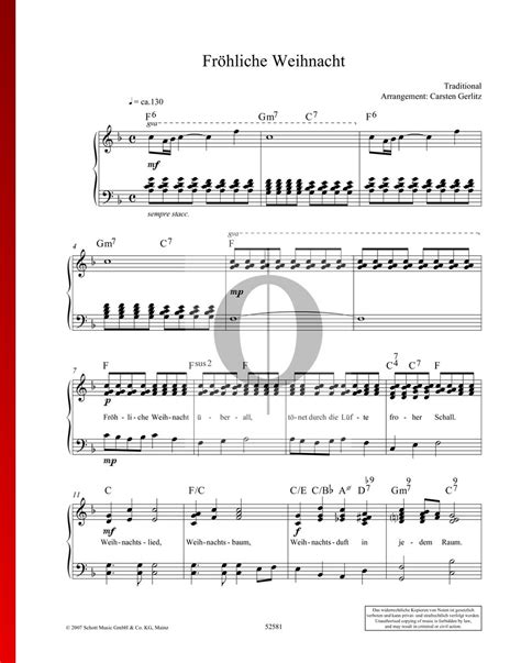 Fröhliche Weihnacht Anonymous Piano Sheet Music OKTAV