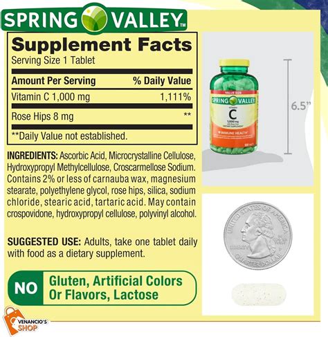 Spring Valley Vitamina C 1000 Mg Con Tabletas De Escaramujos Suplemento Dietético Protección