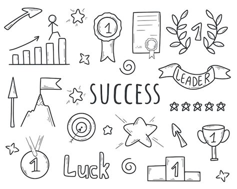 Premium Vector Hand Drawn Success Set Persence Luck Victory Concept