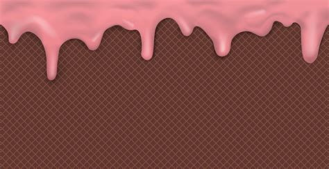 Sweet Seamless Panoramic Ice Cream Pattern With Dripping Pink Icing And