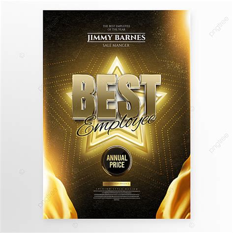 Golden Five Star Luminous Line Corporate Best Employee Award Poster