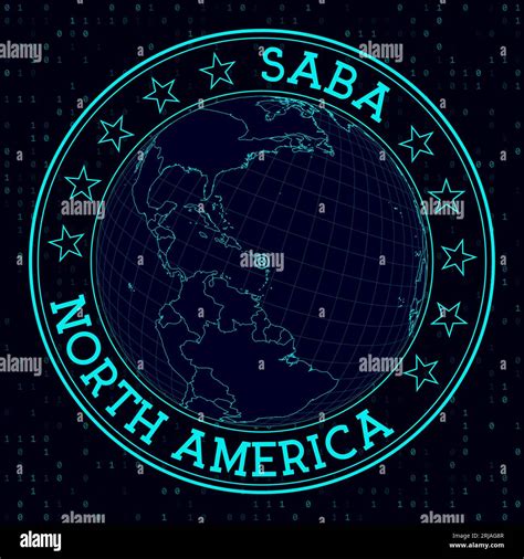 Saba Round Sign Futuristic Satelite View Of The World Centered To Saba