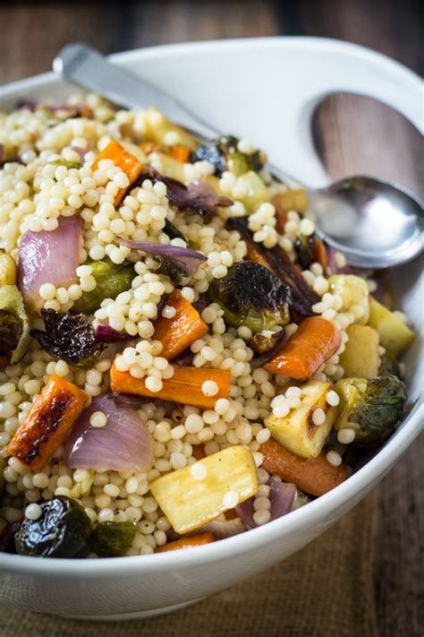 Warm Israeli Couscous Salad With Roasted Vegetables Recipe The Wanderlust Kitchen