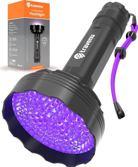 Travenu XXL UV Blacklight Zaklamp Met 128 Lampen Incl 6 Batterijen