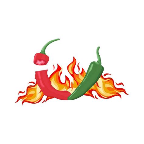 Hot Fire With Hot Chili Illustration Vector Art At Vecteezy