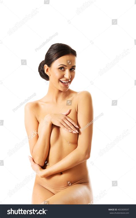 Nude Woman Sitting On Desk Covering Stock Photo Shutterstock