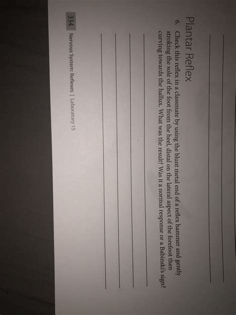 Answered: Plantar Reflex 6. Check this reflex in… | bartleby