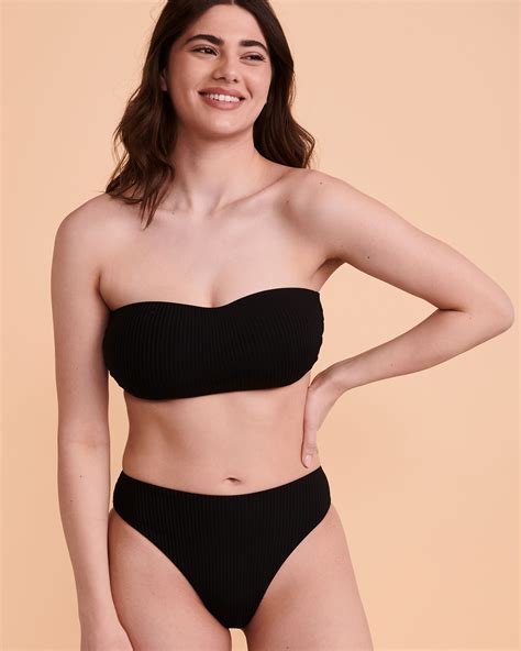 Tropik Flat Rib Bandeau Bikini Top Black Bikini Village