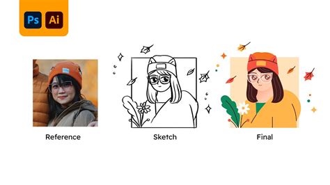 Draw A Character From A Photo Sketch Included Vector Illustration Timelapse Youtube