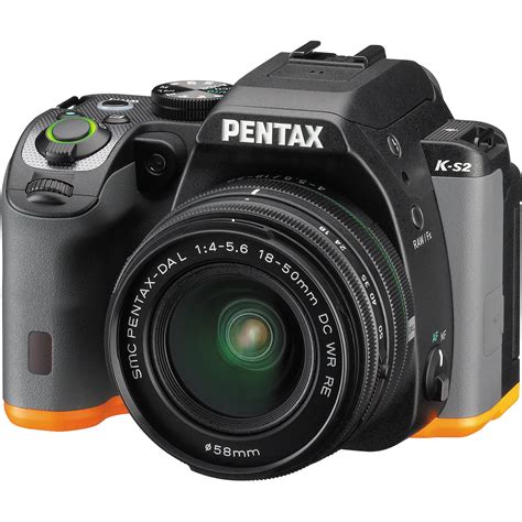 Pentax K-S2 DSLR Camera with 18-50mm Lens (Black/Orange) 13207