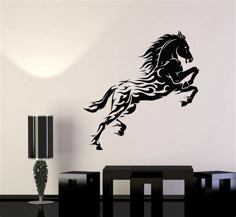 Vinyl Wall Decal Wild Horse Fire Mustang Galloping Animal Stickers Mur ...