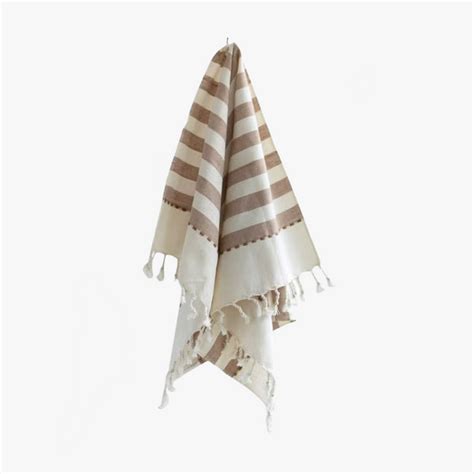 Tan Wide Stripes Hand Towel Fair Trade Home Textiles Dear Keaton