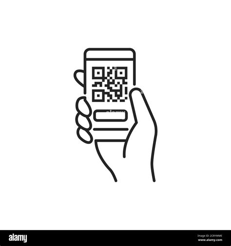 Mobile Anwendung Qr Code Scannen In Smartphone Schwarze Linie Symbol