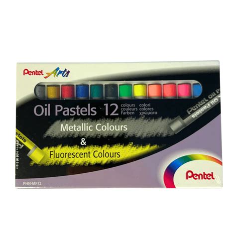 Giz Pastel Oleoso 12 Cores Metálicas e Fluorescentes Pentel