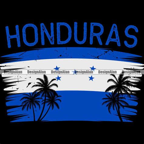 Honduras Honduran Distressed Flag Palm Tree Caribbean Island Pride Travel Vacation Spanish ...