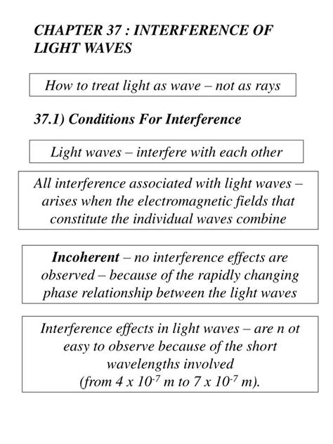 PPT - CHAPTER 37 : INTERFERENCE OF LIGHT WAVES PowerPoint Presentation ...