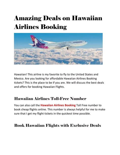 Ppt Amazing Deals On Hawaiian Airlines Booking Powerpoint